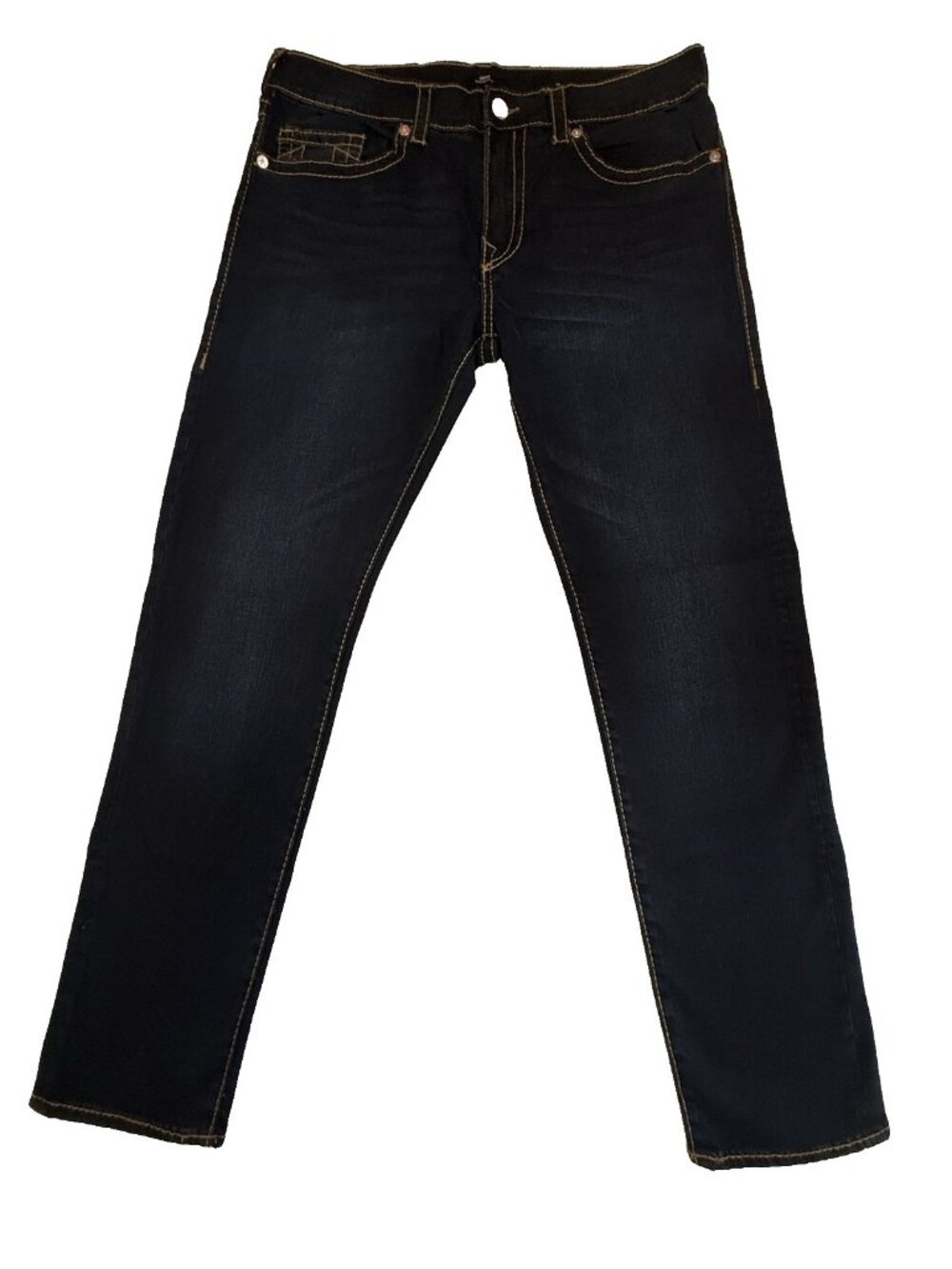 True Religion Geno Relaxed Slim Jeans Men 36x34 Dark Wash Stretch Denim